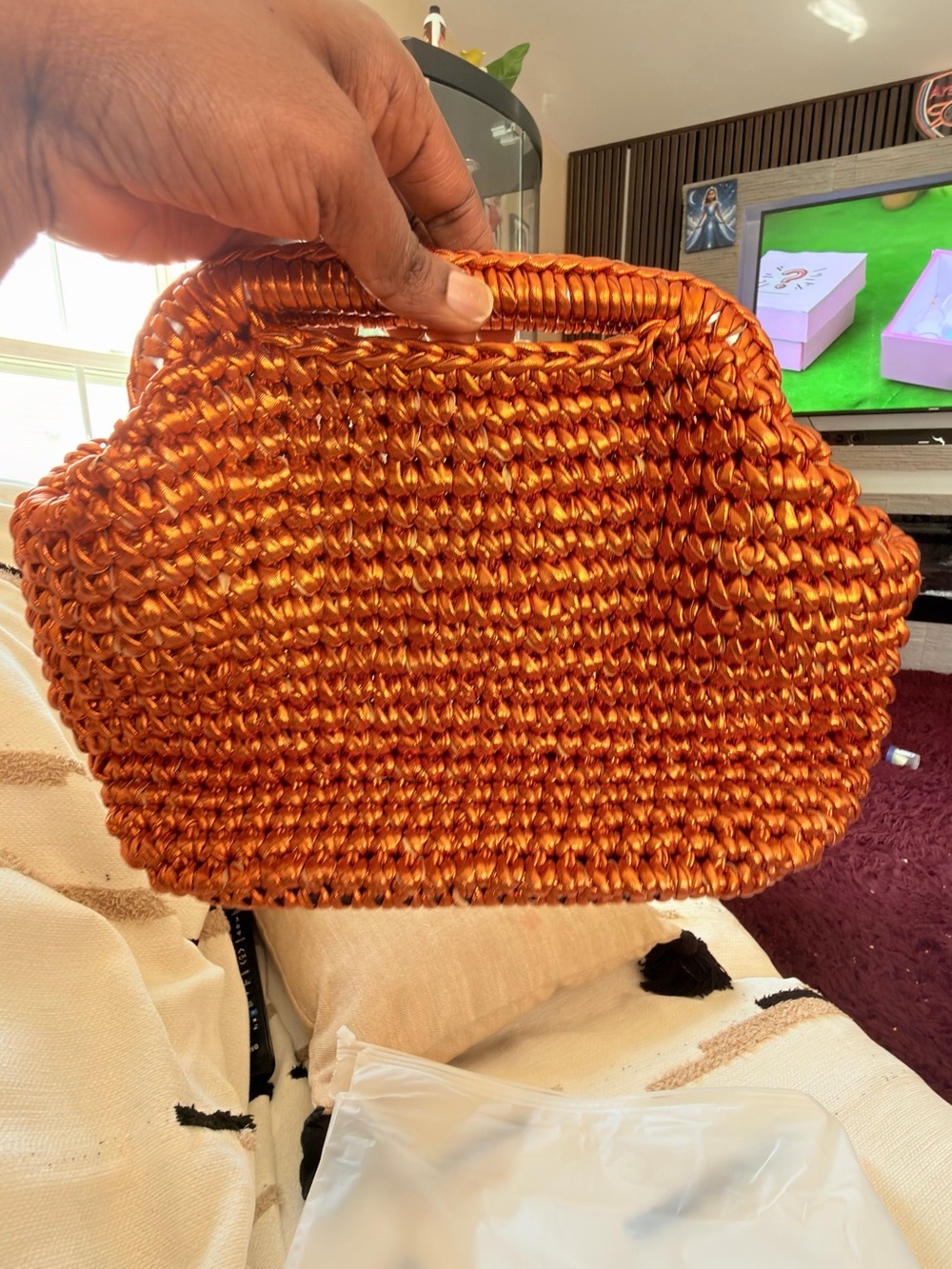 Orange Woven Handheld Bag - Stylish Summer Tote